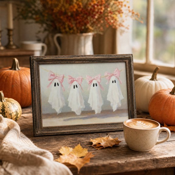 Halloween Ghost Picture Frame, Spooky Tabletop Ornament, Festive Photo Display for Shelf, 4x6 Inch Resin Frame with Ghost Design, Holiday Memory Keeper