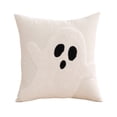 thumbnail image 1 of Halloween Ghost Pillow Cover 18 X 18 Inch Embroidered White Ghost Throw Pillow Case Spooky Home Decor for Halloween Party Living Room Bedroom 1 Pack, 1 of 5