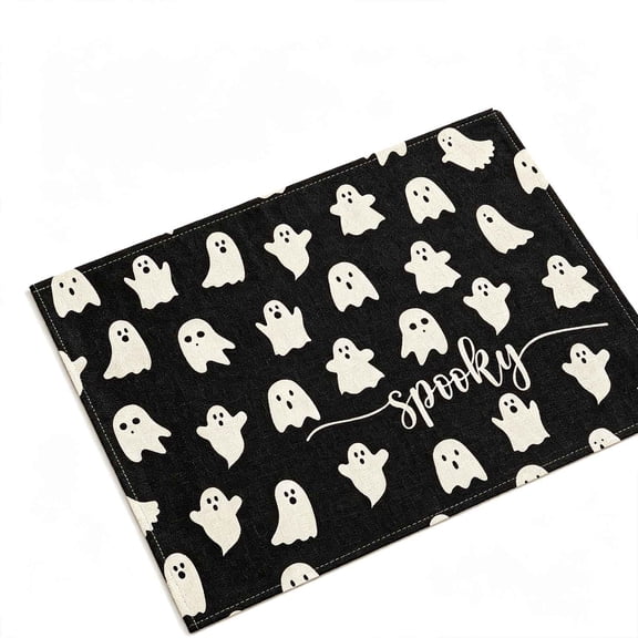 Halloween Ghost Placemat Spooky Linen Dining Mat For Themed Party Decor