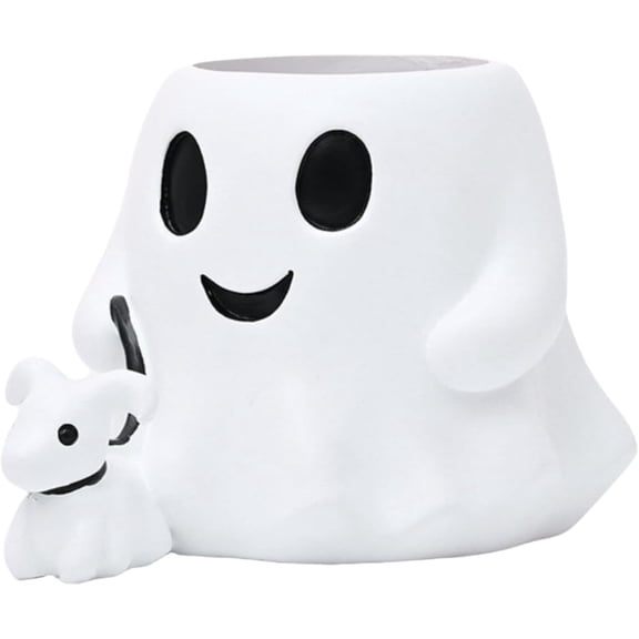 Halloween Ghost Planter, Resin Ghost Candy Bowl and Plant Pot, Halloween Ghost Decor Indoor Outdoor, White Ghost Figurine Home Decor, Porch Halloween Decorations