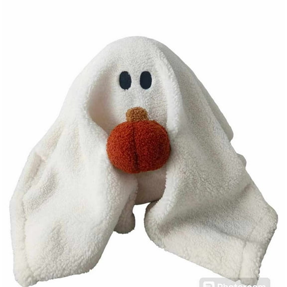 Halloween Ghost Plush Pillow with Pumpkin, Demon Doll, Devil Gus Ghost Stuffed Decor Cushion, 18 in x 13 in