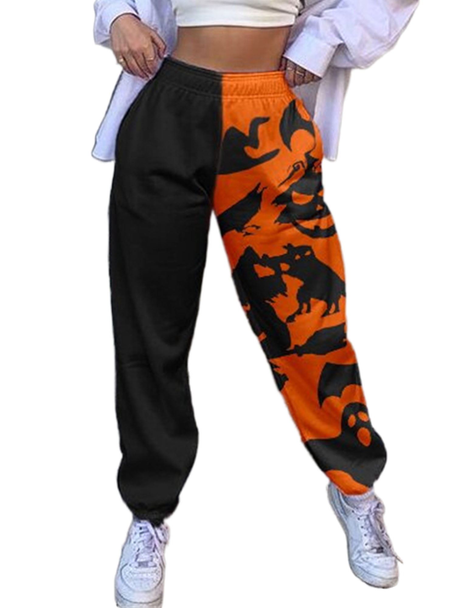 Ghost Stripe Print Lounge Pants Halloween Elastic Waistband - Temu United  Kingdom
