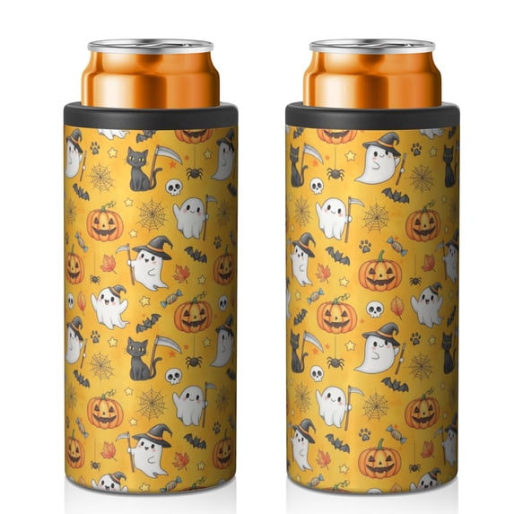 Halloween Ghost Pumpkin 12oz Can Cooler, Vacuum Insulated Beverage ...