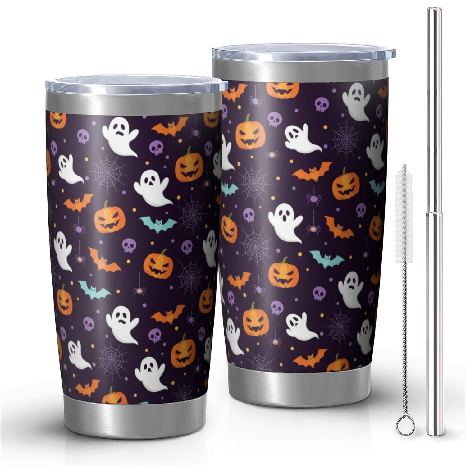 Halloween Ghost Pumpkin Bat Pattern Car Tumbler 1 Pack, Vacuum ...