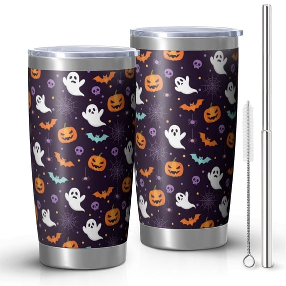 Halloween Ghost Pumpkin Bat Pattern Car Tumbler 1 Pack, Vacuum ...