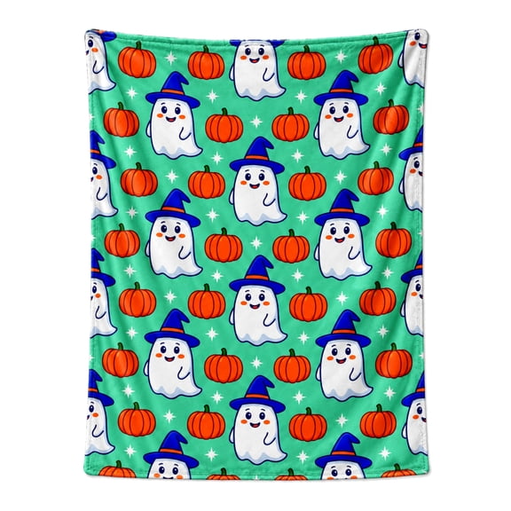 Halloween Ghost Pumpkin Blanket, Cartoon Flannel Throw Blanket, Soft Lightweight Blanket for Couch Sofa Bed Bedroom Home Decor 50x40