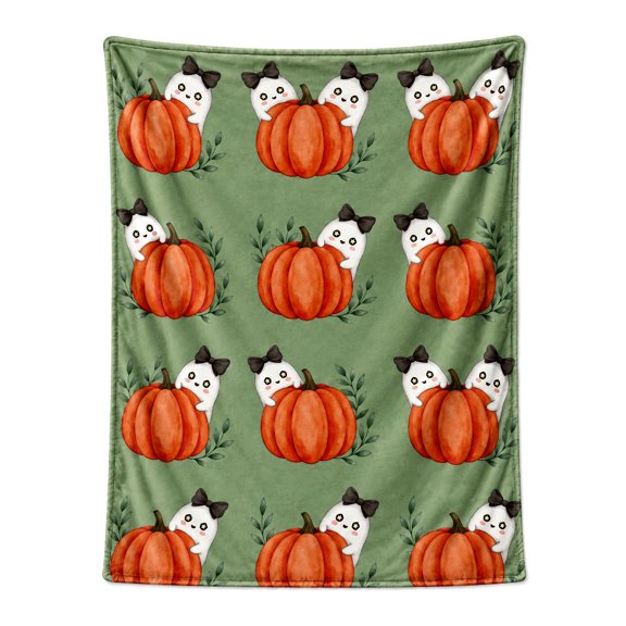Halloween Ghost Pumpkin Blanket, Cartoon Flannel Throw Blanket, Soft Lightweight Blanket for Couch Sofa Bed Bedroom Home Decor 50x40