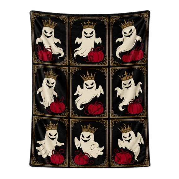 Halloween Ghost Pumpkin Blanket, Cartoon Flannel Throw Blanket, Soft Lightweight Blanket for Couch Sofa Bed Bedroom Home Decor 50x40
