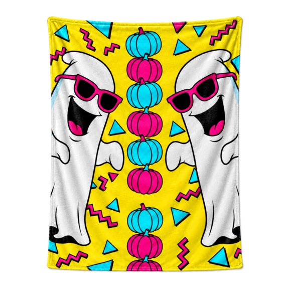 Halloween Ghost Pumpkin Blanket, Cartoon Flannel Throw Blanket, Soft Lightweight Blanket for Couch Sofa Bed Bedroom Home Decor 50x40