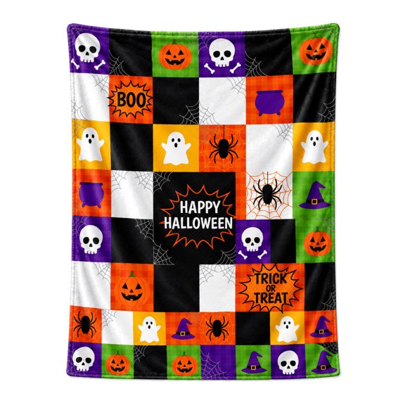 Halloween Ghost Pumpkin Blanket, Soft Fuzzy Flannel Throw Blanket, Cozy Blanket for Couch Sofa Chair Bed Bedroom Living Room Home Decor 50x40