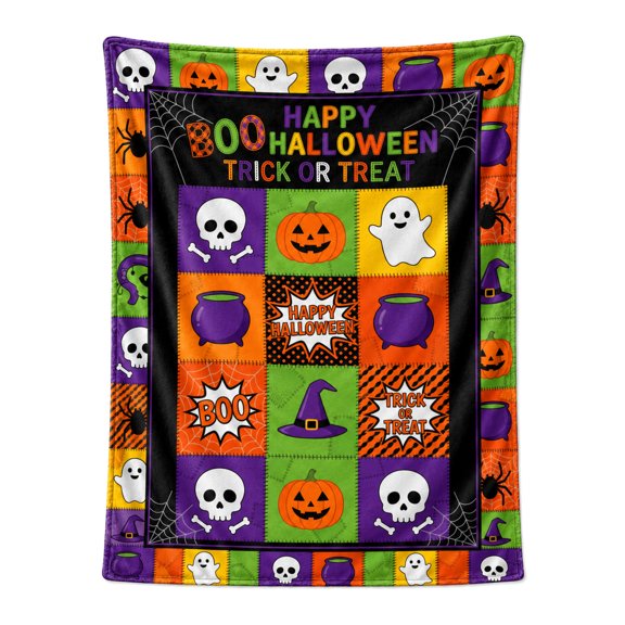 Halloween Ghost Pumpkin Blanket, Soft Fuzzy Flannel Throw Blanket, Cozy Blanket for Couch Sofa Chair Bed Bedroom Living Room Home Decor 50x40