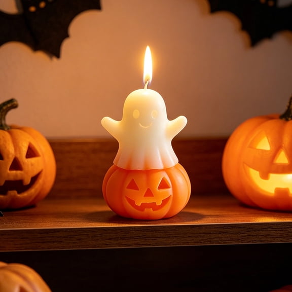Halloween Ghost Pumpkin Candle Decor, Cute Ghost Scented Ornament, Fall Scented Candles Gift Set, Halloween Tabletop Centerpiece, Mini Home Party Decor