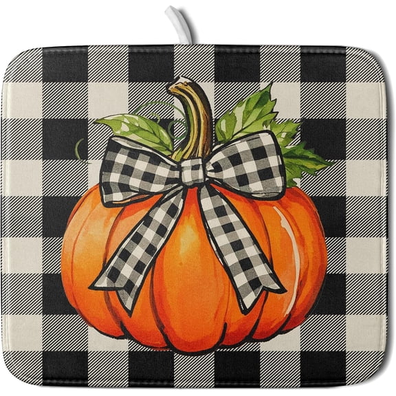 Halloween Ghost Pumpkin Dish Drying Mat for Kitchen Counter 18x24 Black Cat Holiday Scary Theme Absorbent Reversible Microfiber Drying Mats Kitchen Countertop Protector Dishes Drainer Pad