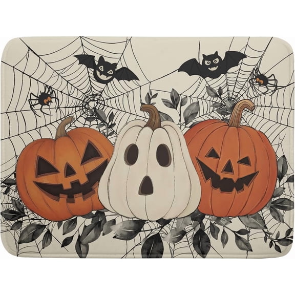 Halloween Ghost Pumpkin Dish Drying Mat for Kitchen Counter 18x24 Black Cat Holiday Scary Theme Absorbent Reversible Microfiber Drying Mats Kitchen Countertop Protector Dishes Drainer Pad