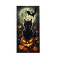thumbnail image 1 of Halloween Ghost Pumpkin Door Cover, Wrinkle Resistant Front Door Hanging Backdrop, Spooky Halloween Party Decorations Cloth with Velcro Stickers 35.4X 70.9In, 1 of 6