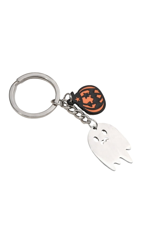 Halloween Ghost Pumpkin Enamel Keychain, Spooky Jack-o-Lantern Charm Key Ring, Holiday Themed Bag Purse Accessory for Daily Outdoor Decor