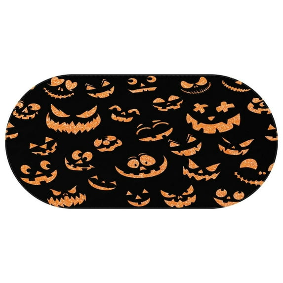 Halloween Ghost Pumpkin Face Table Cloth Water Resistant Oval Tablecloths Spill-Proof Table Covers for Parties Holiday Dinner Washable Tabletop Cover Kitchen 60x120 Inch