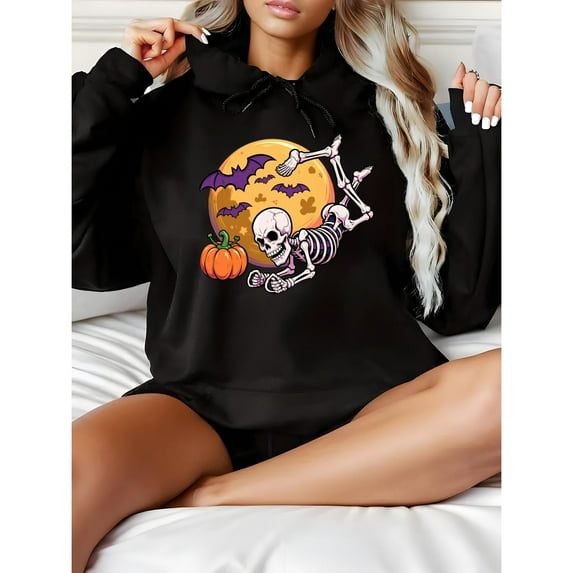 Halloween Ghost Pumpkin Graphic Hoodie Sweatshirt Top Parties Hooded long-sleeved Fall Season Black S-2XL