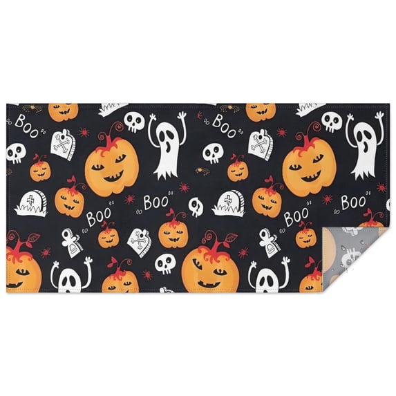 Classic Halloween Icons Pattern Rectangle Tablecloth 60"x120",Waterproof Polyester Rectangle Table Cloth, Wipeable Spillproof Polyester Tablecloth for Dining, Camping, Indoor and Outdoor