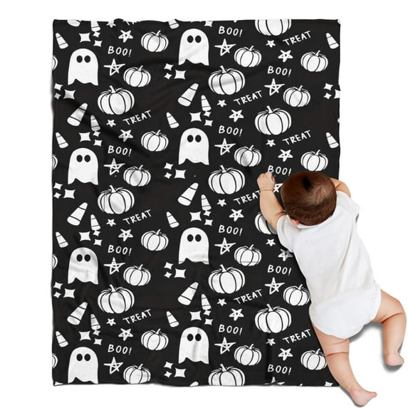 Halloween Ghost Pumpkin Pattern Blanket,Comfortable Soft Lamb Wool Throw Blanket,All Season,Warm Lightweight Blankets for Sofa Bed Couch Living Room Chair,30"x40"