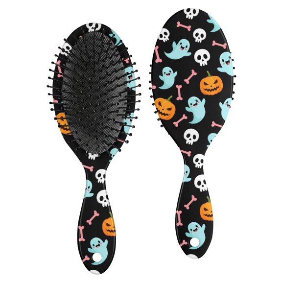 Halloween Ghost Pumpkin Pattern Brush, Detangling Hair Brush,Oval Paddle Hair Brush, PP Material Gifts for Daily Hair Care