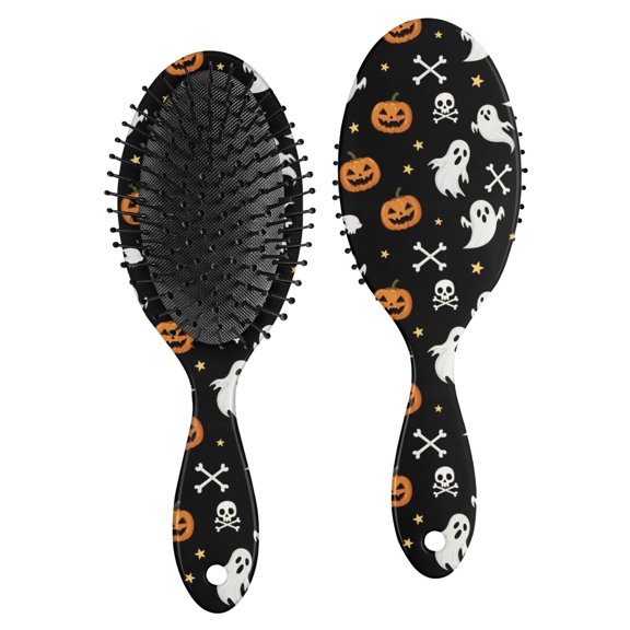 Halloween Ghost Pumpkin Pattern Brush, Detangling Hair Brush, Paddle Styling Brush, Smooth Handle Gifts for Daily Hair Care