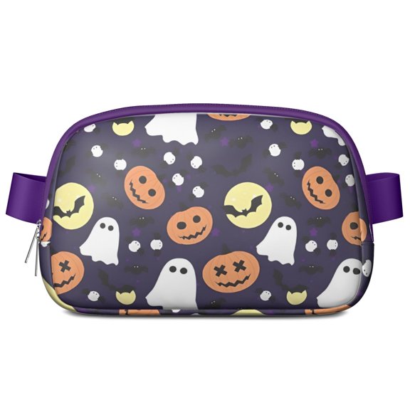 Halloween Ghost & Pumpkin Pattern Cute Fanny Packs for Women,Travel Waterproof Crossbody Fanny Bags Waist Purse for Women Anti Theft Adjustable Strap for Running Travel Cycling