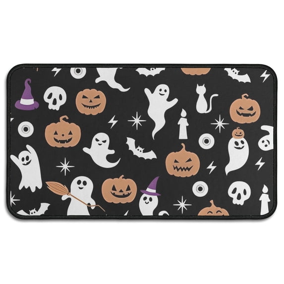 Halloween Ghost Pumpkin Pattern Door Rugs,Washable Non Slip Door Mats Indoor,Decorative Door Mats,Entry Mat Indoor for Entrance,Bedroom,Kitchen,Bathroom,30"x17"