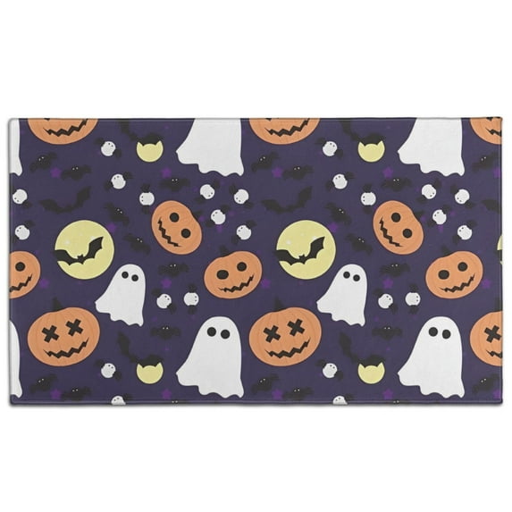Halloween Ghost & Pumpkin Pattern Door Rugs,Washable Non Slip Door Mats Indoor,Decorative Door Mats,Entry Mat Indoor for Entrance,Bedroom,Kitchen,Bathroom,17"x30"