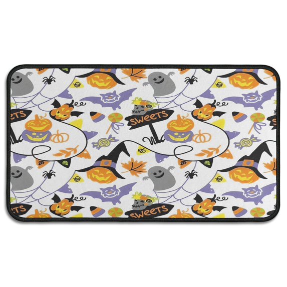 Halloween Ghost Pumpkin Pattern Door Rugs,Washable Non Slip Door Mats Indoor,Decorative Door Mats,Entry Mat Indoor for Entrance,Bedroom,Kitchen,Bathroom,30"x17"