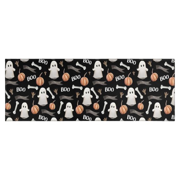 Halloween Ghost Pumpkin Pattern Kitchen Rug Mat,Kitchen Runner Rugs Non Skid Washable,Decorative Kitchen Floor Mats for Kitchen,Sink,Laundry,17"X47"