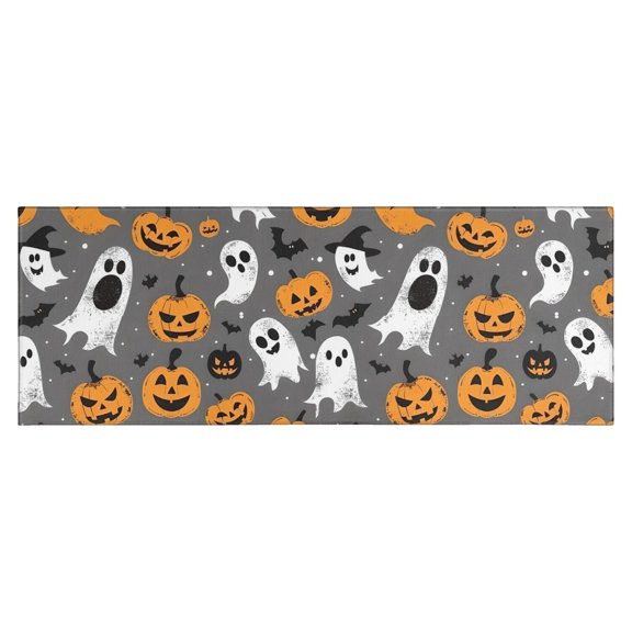 Halloween Ghost Pumpkin Pattern Kitchen Rug Mat,Kitchen Runner Rugs Non Skid Washable,Decorative Kitchen Floor Mats for Kitchen,Sink,Laundry,17"X47"