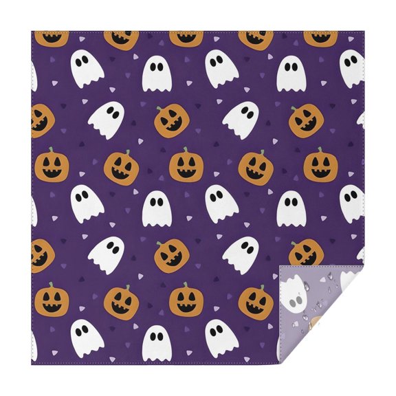 Halloween Ghost Pumpkin Pattern Square Tablecloth,Waterproof Square Table Cover,Wipeable Spillproof Washable Table Cover for Home Kitchen Party Decor 42"X42"(107x107cm)