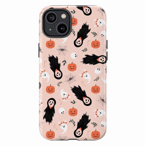 Halloween Ghost Pumpkin Phone Case, Cute Spooky Aesthetic Protective iPhone Cover for iPhone 17 16 15 14 13 12 11 Pro Plus Mini