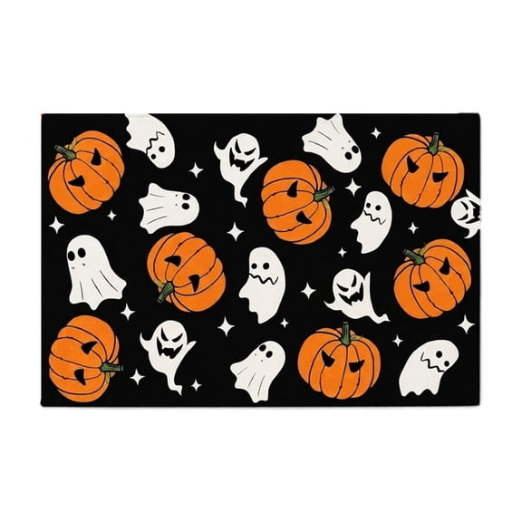 Halloween Ghost Pumpkin Placemats, Heat Resistant Linen Fabric Table Place Mats, Spooky Boo Themed Washable Table Decor for Halloween Dinner Party Home Kitchen Table Decoration,17*11.8 in.