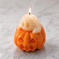 thumbnail image 1 of Halloween Ghost Pumpkin Scented Candle, Cute Decorative Wax Candle, Fall Holiday Table Decor, Spooky Home Accent, Thanksgiving Centerpiece, Seasonal Gift for Family and Friends, 1 of 6