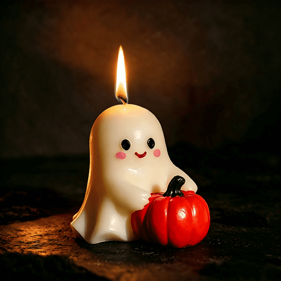 Halloween Ghost Pumpkin Scented Candles - Fall Festive Decorative Candles, Cute Table Centerpiece for Home Halloween Party Favors