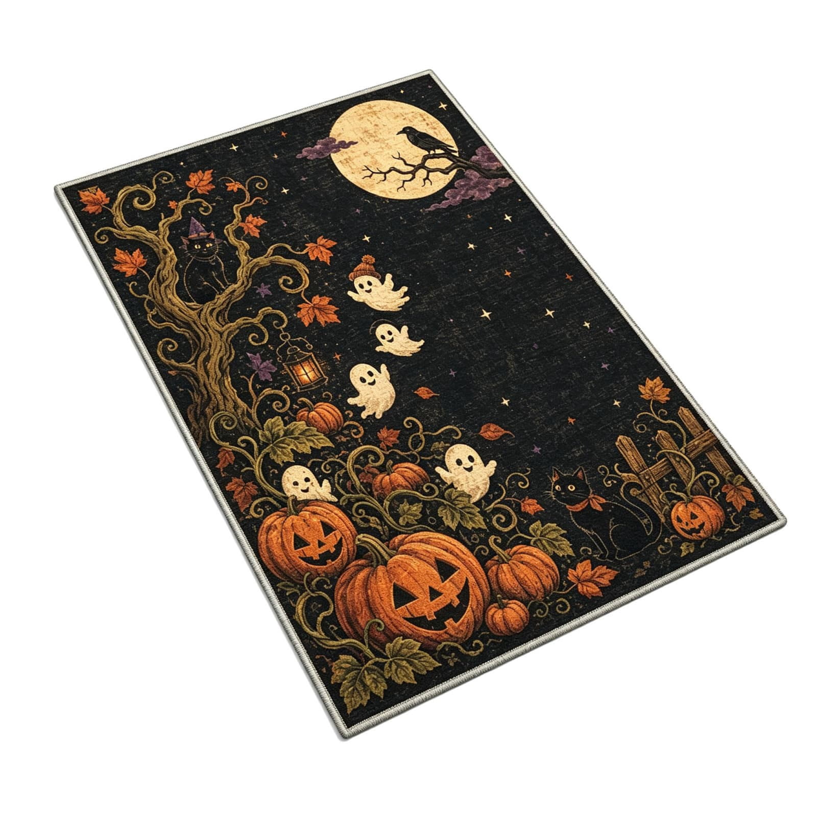 Ghost Rugs Halloween Ghost Pumpkin Spooky Tree Area Rug, Haunted Moon Floor Cover ...