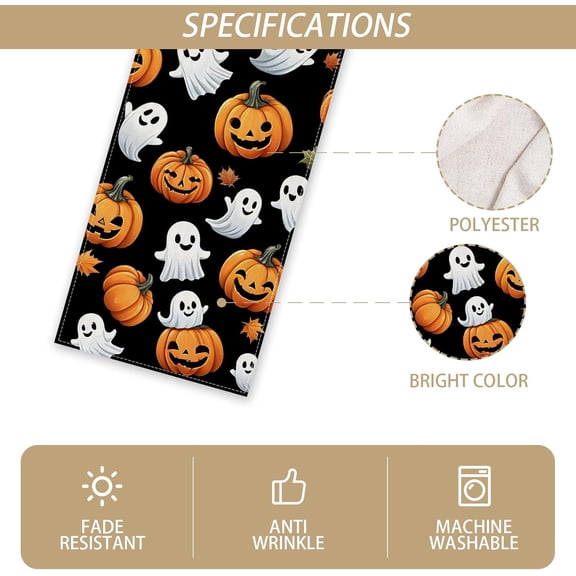 Halloween Ghost Pumpkin Table Runner,Halloween Dinner Table Runner Decorations and Supplies for Home Kitchen Dining Room Table-13×36''