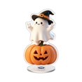 thumbnail image 1 of Halloween Ghost and Pumpkin Tabletop Decoration, Witch Hat Ghost with Jack-o'-Lantern Base, 2D Rotating Ornament for Indoor Shelf, , Party Decor and Home Display, 1 of 5