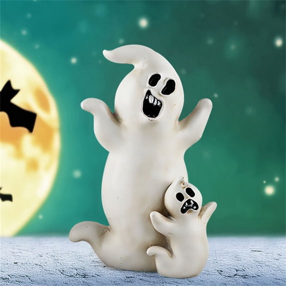 Halloween Ghost Pumpkin Witch Figurine Tabletop Decoration Spooky Home Decor Ornament Haunted House Bar Party Indoor Display Shelf Desk Halloween Festival Seasonal Accent Horror Style Room Decor Prop