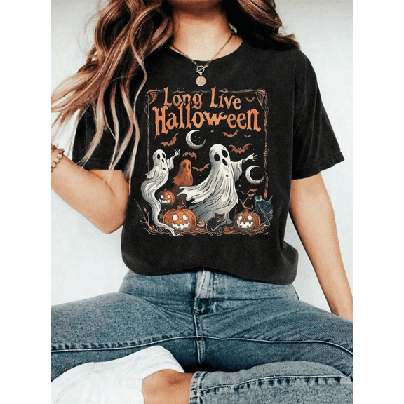 Halloween Ghost & Pumpkin Women's Shirts: Festive and Spooky Fashion Statements!