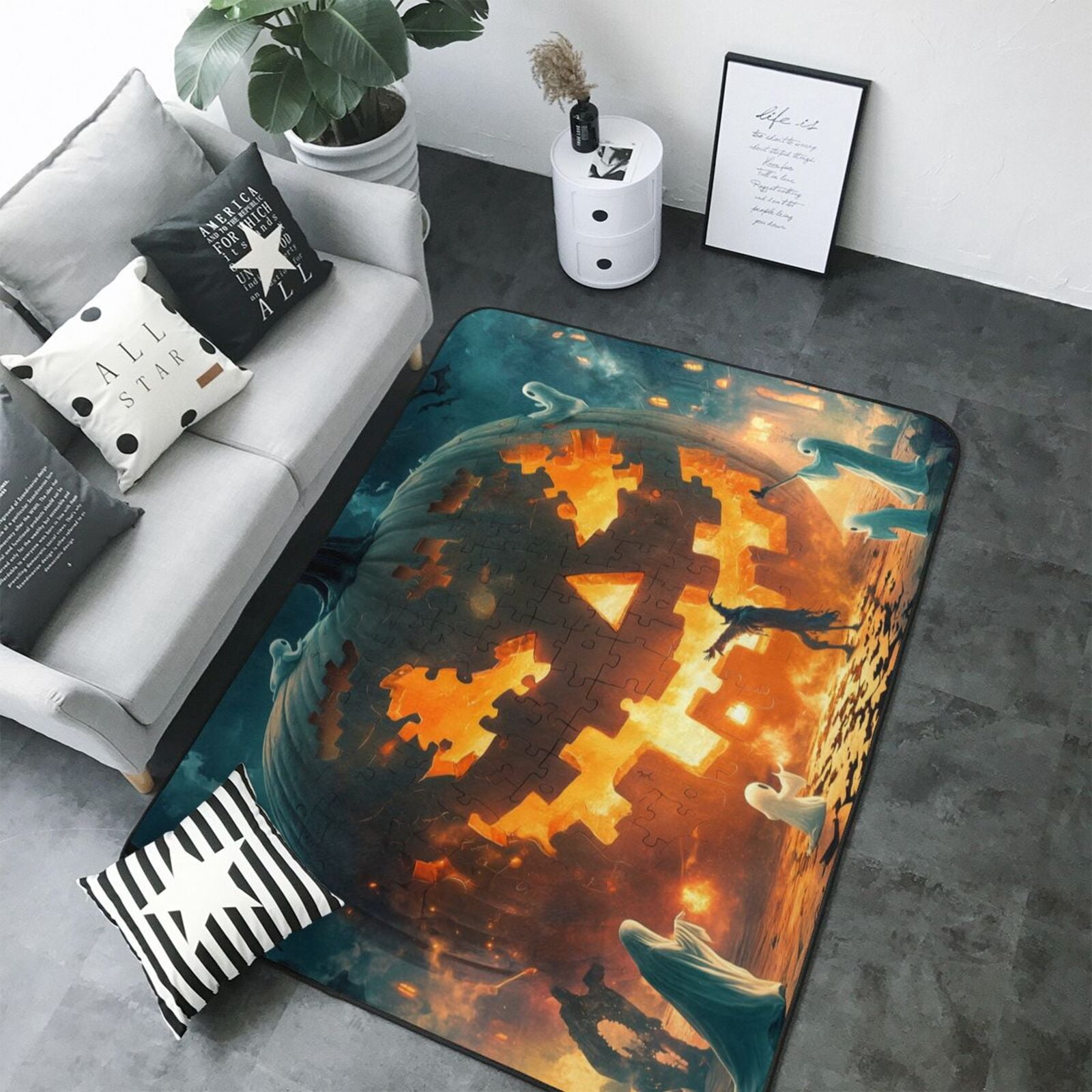 Halloween Ghost Puzzle Pumpkin A Area Rugs for Living Room Bedroom, 5x7 ...