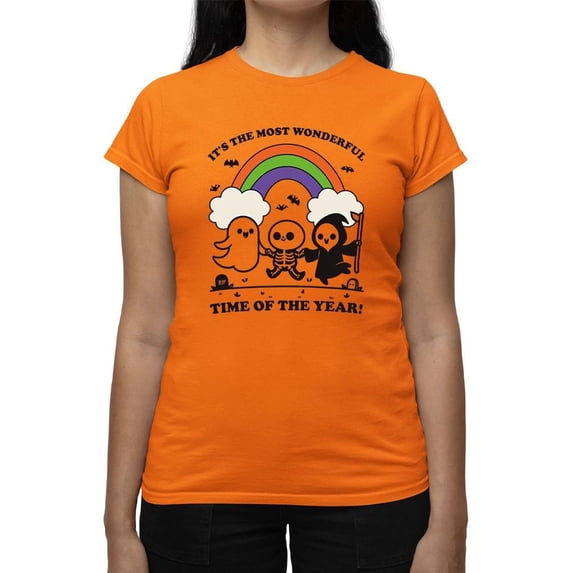 Halloween Ghost Rainbow Skeleton Graphic - Women's T-shirt