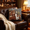 thumbnail image 1 of Halloween Ghost Reading Book Throw Pillow Cover, Spooky Library Bookshelf Skull Candlestick Decorative Pillowcase, Retro Halloween Cushion Cover, 1 of 6