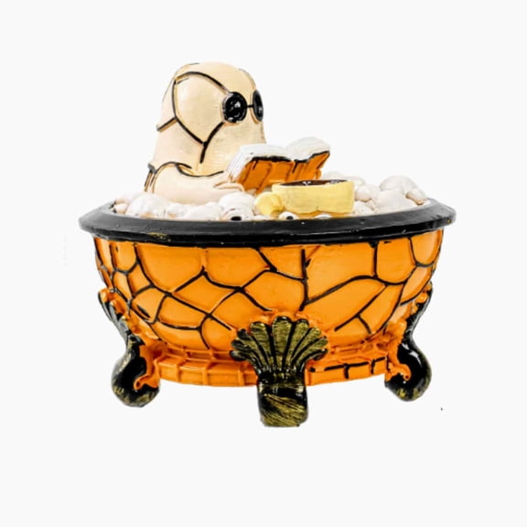 Halloween Ghost Reading Lamp With Warm LED Glow Resin Decorative Light Orange Battery Operated 1 Pack