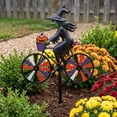 thumbnail image 1 of Halloween Ghost Riding Bicycle Metal Garden Stakes,Fixed Wheel Pumpkin Windmill Ornament for Garden Patio Lawn Autumn Holiday Outdoor Decor, 1 of 6