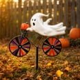 thumbnail image 1 of Halloween Ghost Riding Bicycle Metal Garden Stakes,Fixed Wheel Pumpkin Windmill Ornament for Garden Patio Lawn Autumn Holiday Outdoor Decor, 1 of 6