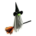 thumbnail image 1 of Gray Gauze Ghost Riding Broom Hanging Decoration with Button Battery, Single Witch Hat Ghost Ornament, Lightweight Mesh Fabric, Dual Display for Table or Hanging, Spooky Decor, 1 of 6