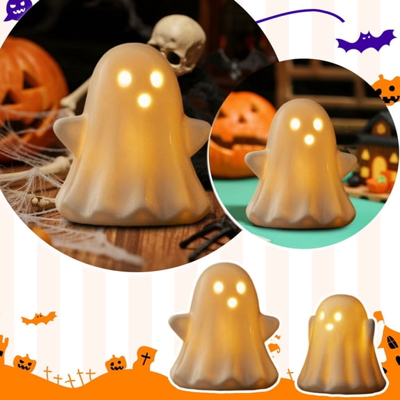 Halloween Ghost Salt and Pepper Shakers Set Ceramic White Ghost Figurines Cute Table Decor Spooky Kitchen Accessories